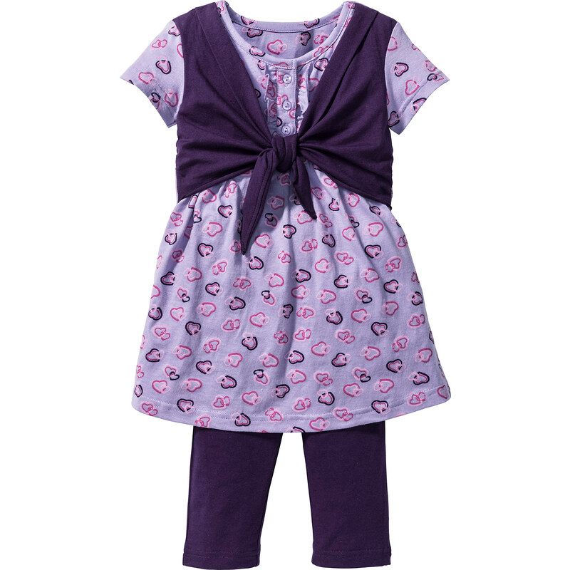 bpc bonprix collection Robe + legging 3/4 (Ens. 2 pces.) violet manches 3/4 enfant - bonprix
