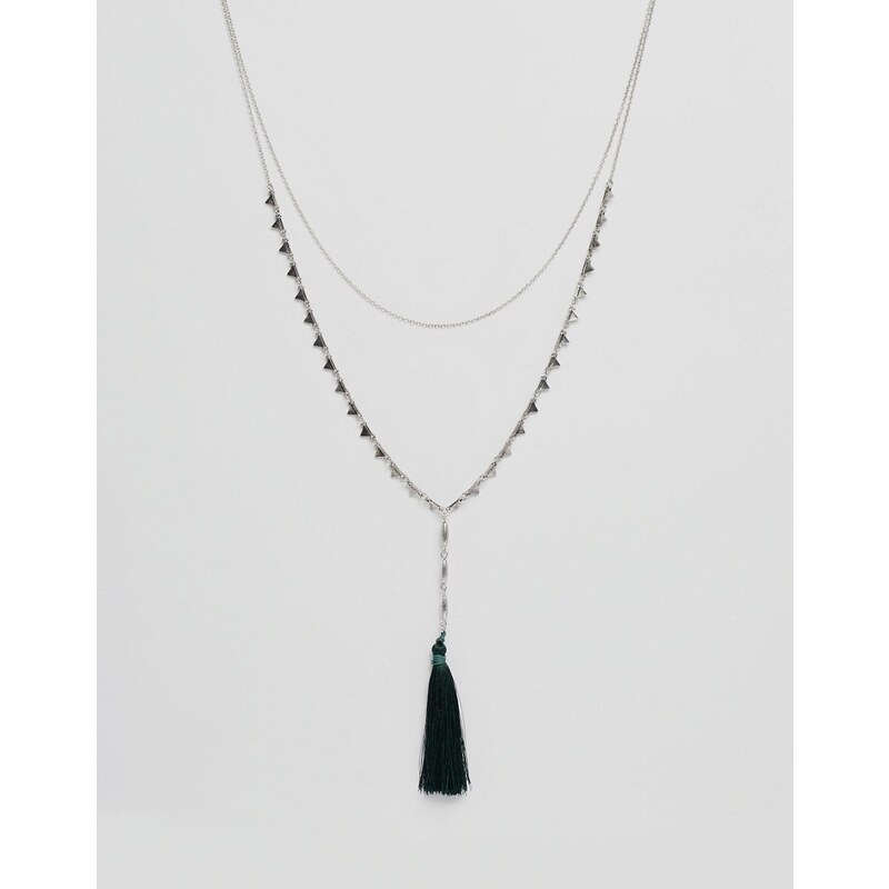ASOS - Collier multirang à pompons triangle - Multi