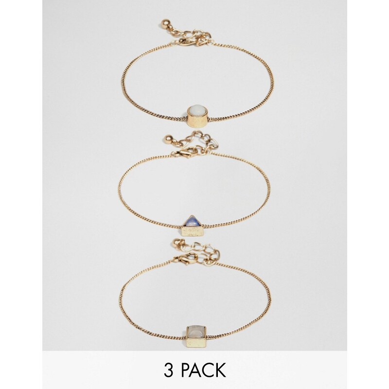ASOS - Lot de 3 bracelets à pierres de formes variées - Multi