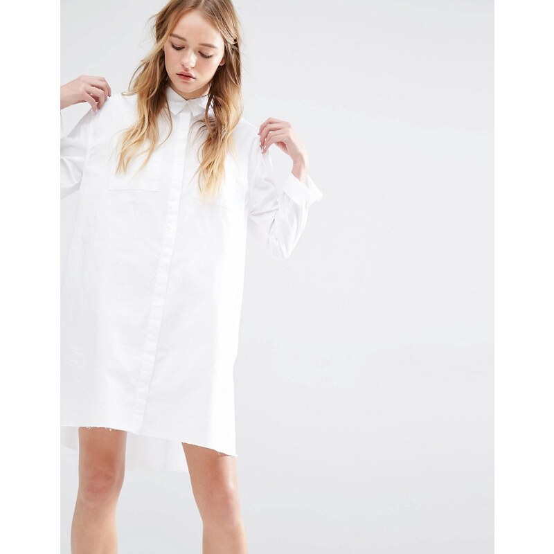 Native Youth - Robe chemise à ourlet brut - Blanc