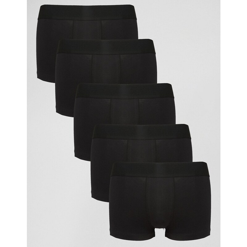 ASOS - Lot de 5 boxers taille basse en tissu super stretch - Noir - ÉCONOMIE - Noir