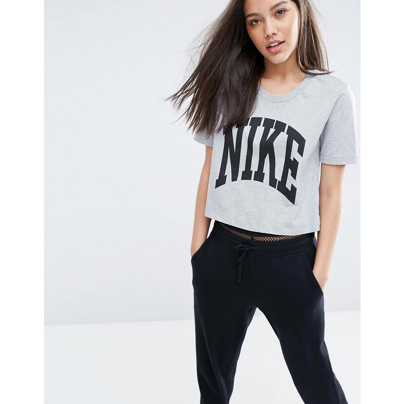 Nike - T-shirt court avec inscription logo - Gris
