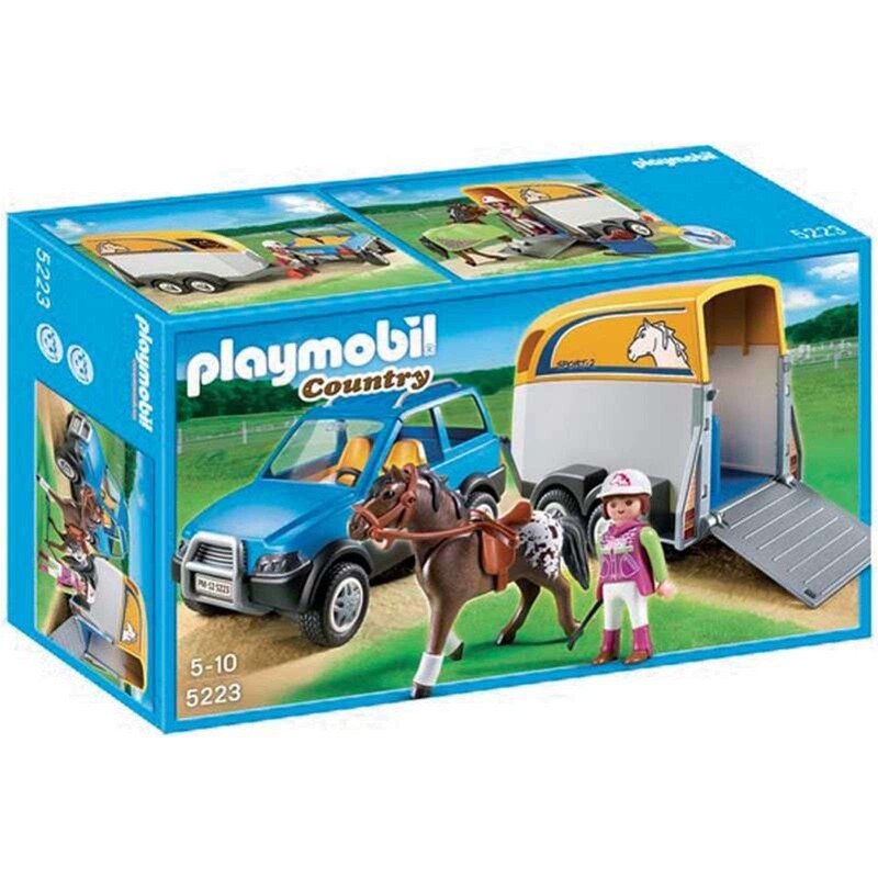 Voiture avec Remorque et Cheval Playmobil