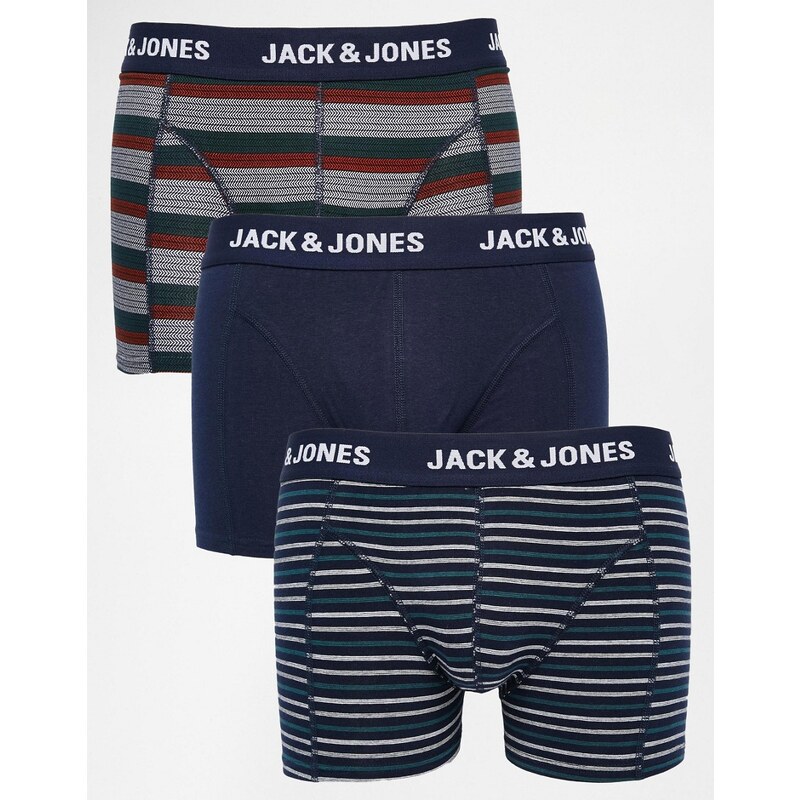 Jack & Jones - Lot de 3 boxers à rayures - Bleu