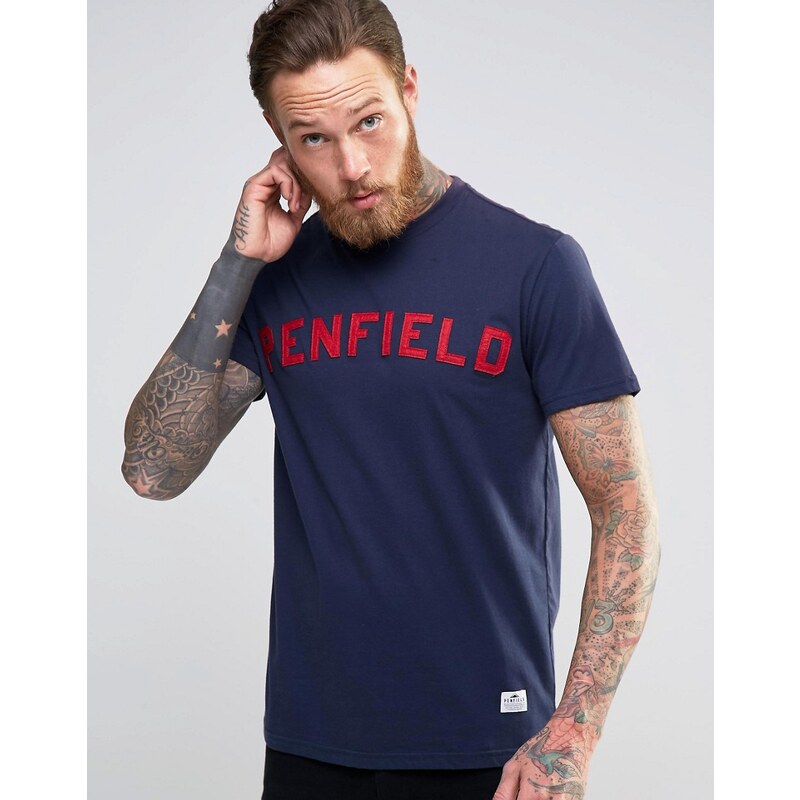 Penfield - T-shirt à logo style étudiant américain - Bleu marine - Bleu marine