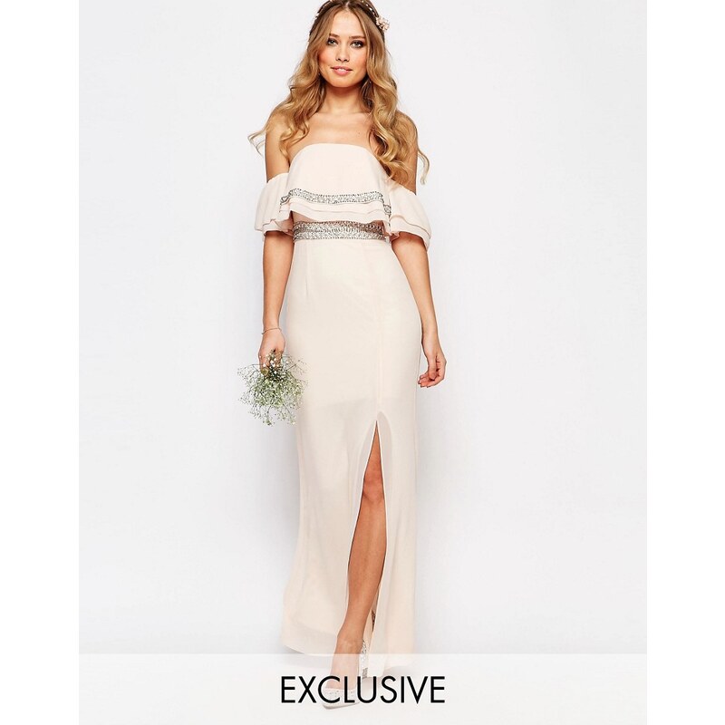 TFNC WEDDING - Maxi robe bandeau à ornements - Rose