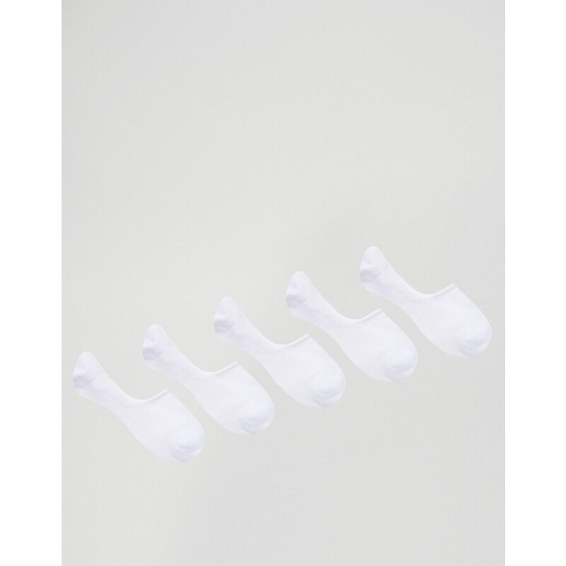 ASOS - Lot de 5 paires de chaussettes invisibles à petit motif gaufré - ÉCONOMIE - Blanc