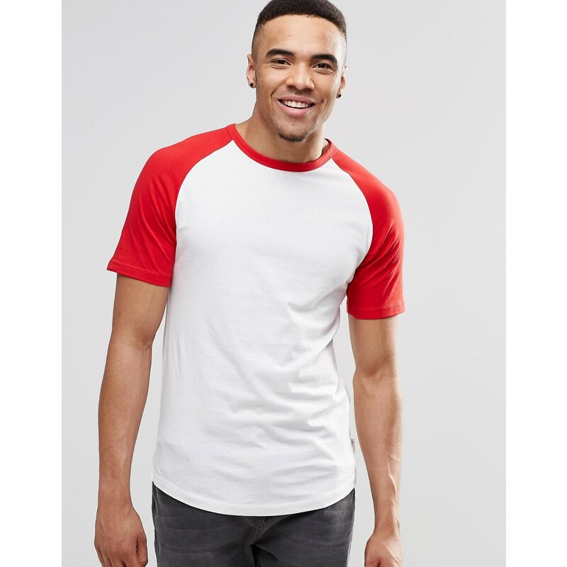 Jack & Jones - T-shirt à manches raglan contrastantes - Rouge