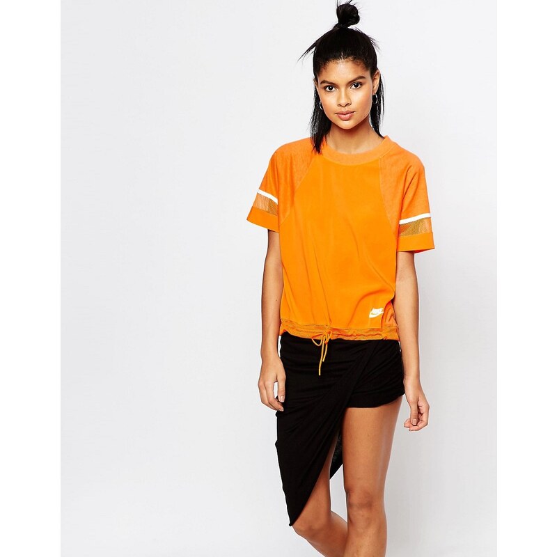 Nike - T-shirt oversize non tissé avec détail à la taille - Orange