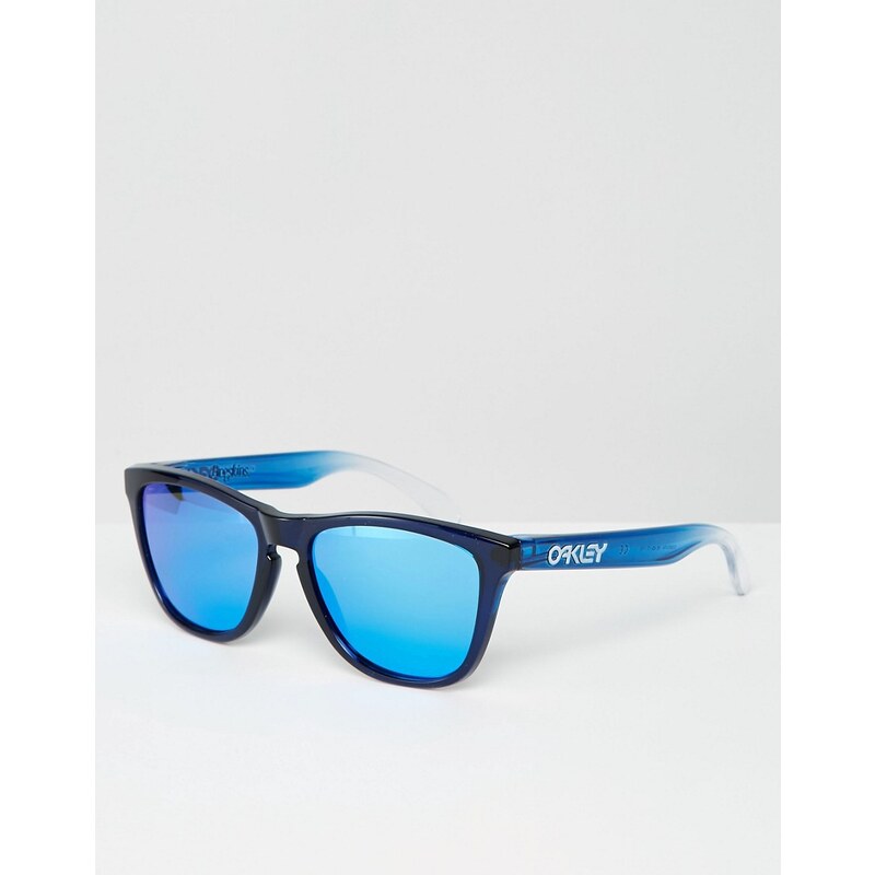 Oakley - Lunettes de soleil carrées aspect peau de grenouille avec verres flashy - Bleu - Noir