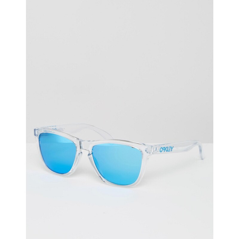 Oakley - Lunettes de soleil carrées aspect peau de grenouille avec verres flashy - Bleu - Clair