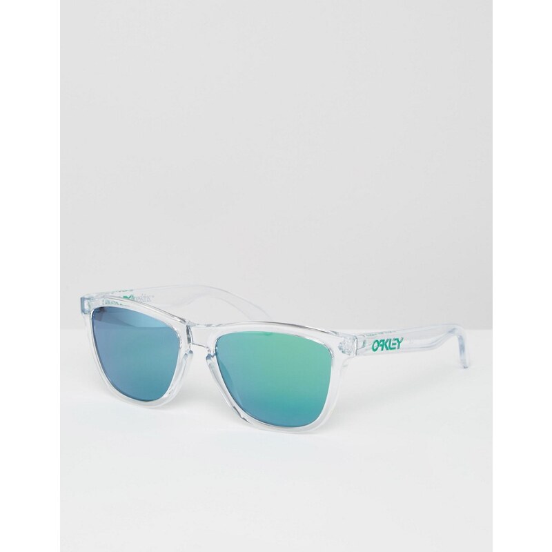 Oakley - Lunettes de soleil carrées aspect peau de grenouille avec verres flashy - Vert - Clair