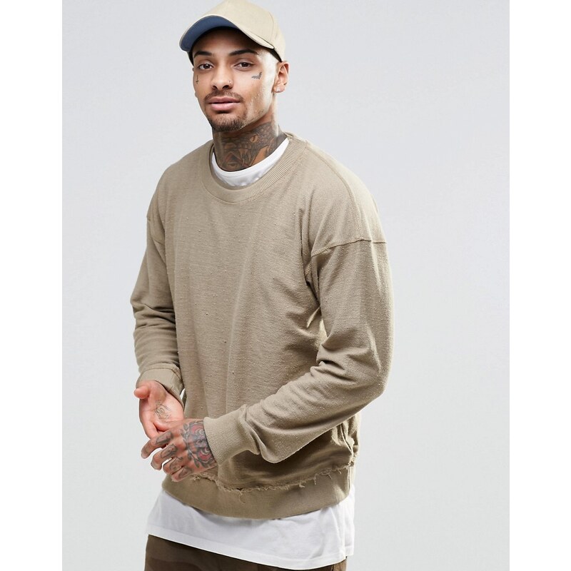 Other UK - Sweat oversize à bords bruts - Taupe
