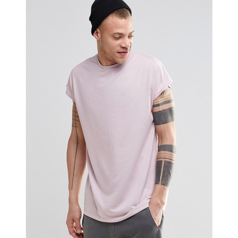 ASOS - T-shirt oversize sans manches - Rose - Rose