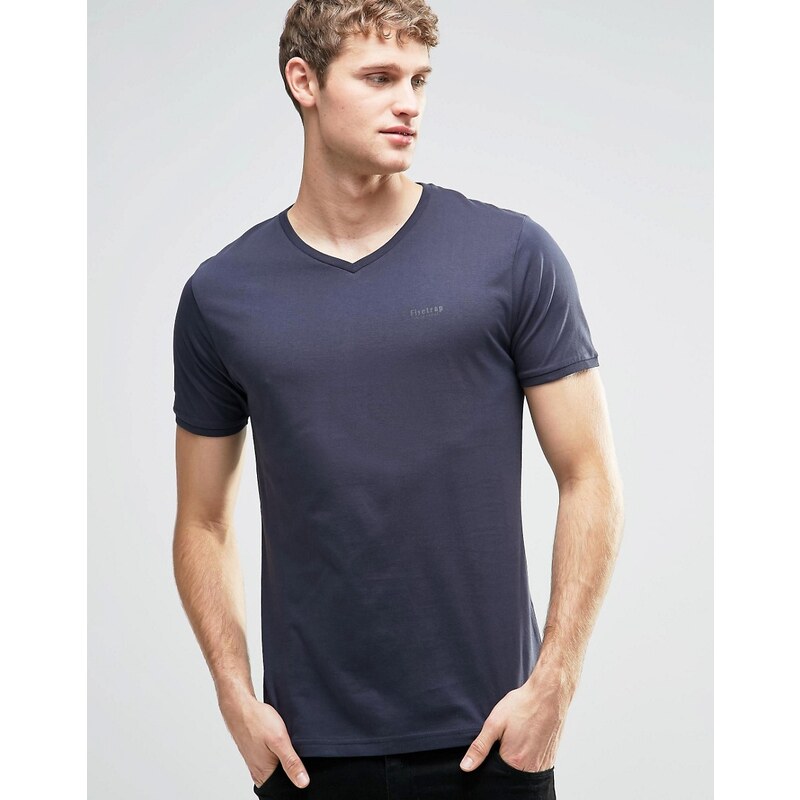 Firetrap - T-shirt col V - Bleu marine