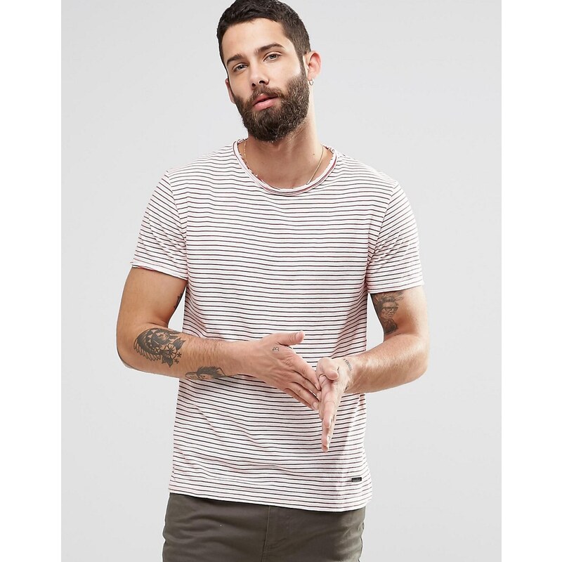 Only & Sons - T-shirt à rayures - Rouge