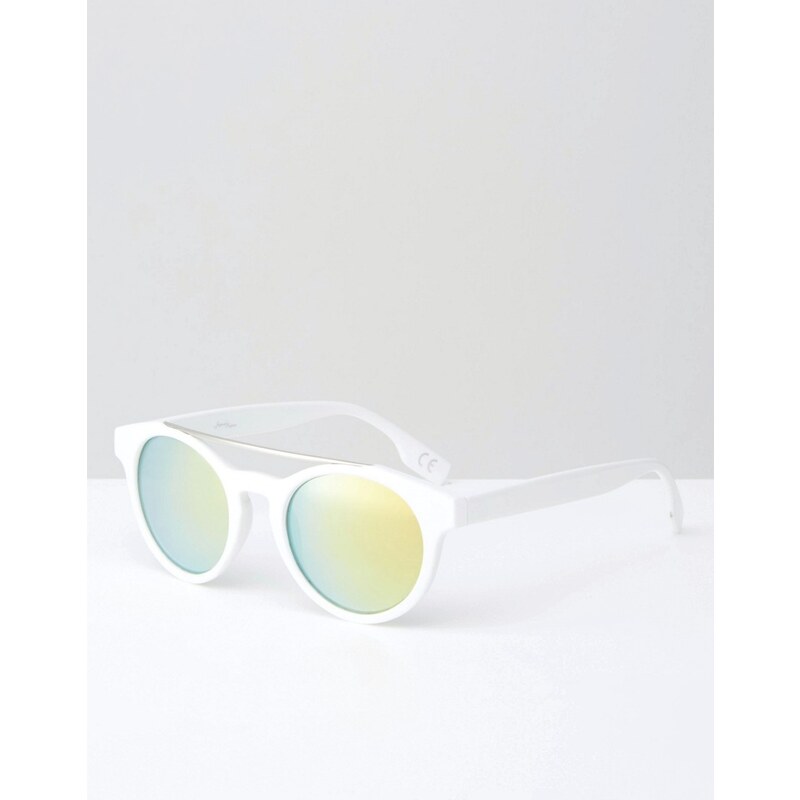 Jeepers Peepers - Lunettes de soleil rondes avec verres miroir violets - Blanc - Blanc