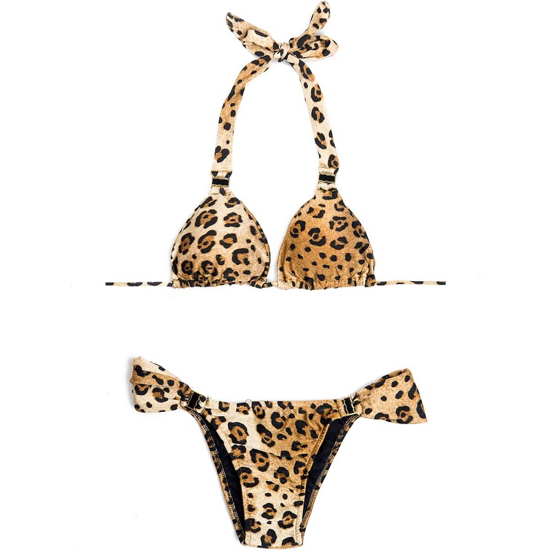 Rio De Sol Bikini Triangle Beige Et Marron Imprimé Animal - Croisette
