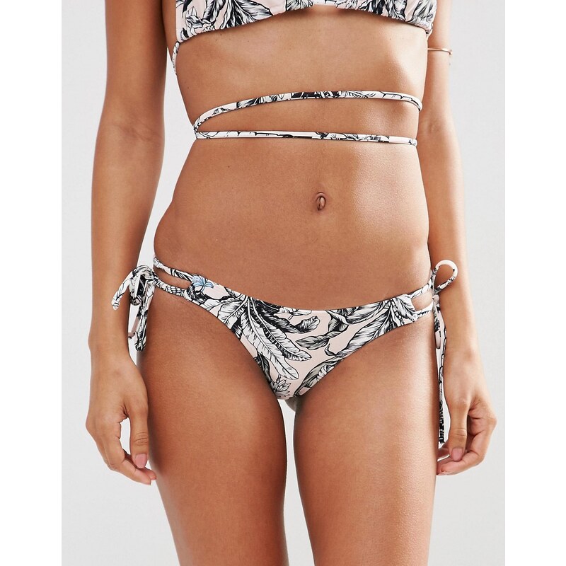 ASOS - Bas de bikini noué sur les côtés à imprimé palmiers style romantique - Multi