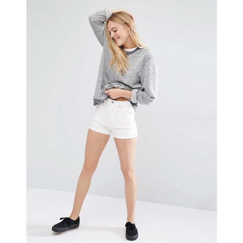 Weekday - New Day - Short taille haute à revers - Blanc
