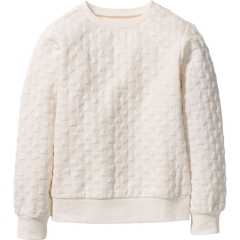 bpc bonprix collection Sweat-shirt à motif petits cœurs, T. 116/122-164/170 blanc manches longues enfant - bonprix
