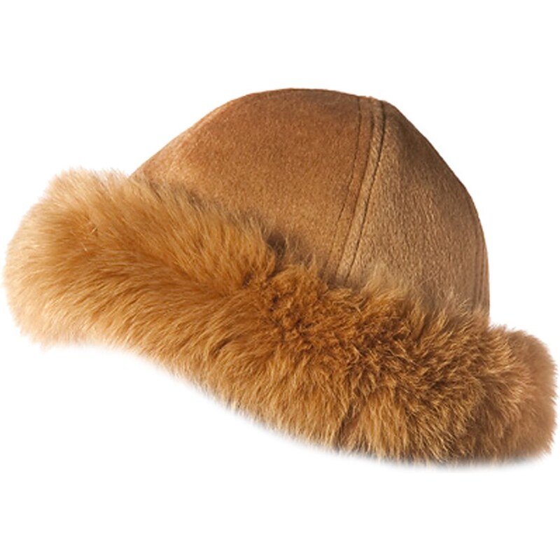 Chapeau en tissu avec bords en fourrure de renard Olga Baya