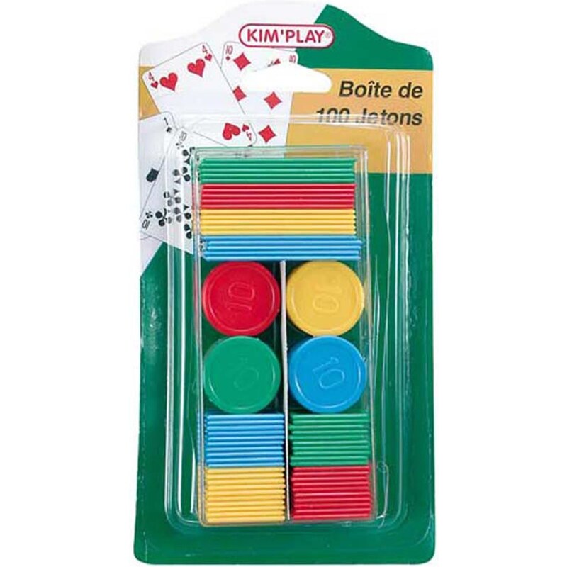 Kim'Play Boîte de 100 jetons - multicolore