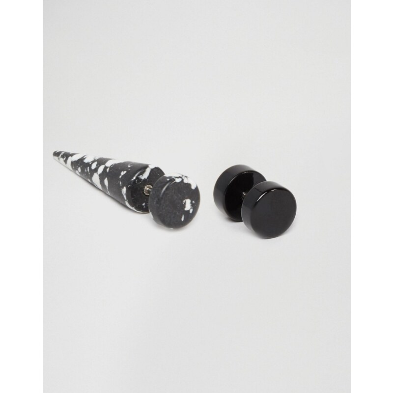 ASOS - Boucles d'oreilles pointes aspect pierre - Noir