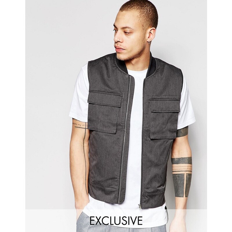 Black Eye Rags - Gilet style militaire - Gris