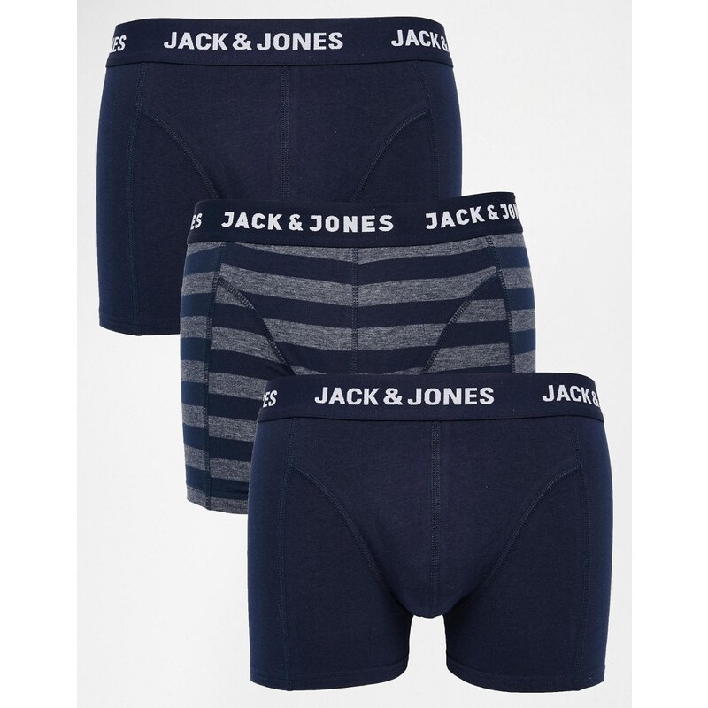 Jack & Jones - Lot de 3 boxers rayés - Bleu