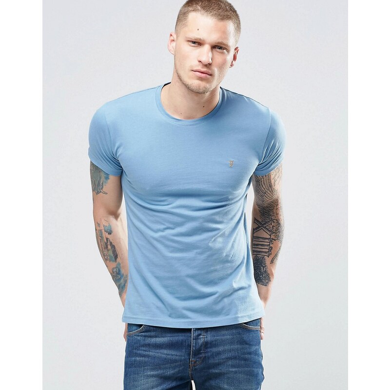 Farah - T-shirt slim avec logo F - Bleu phoque - Bleu