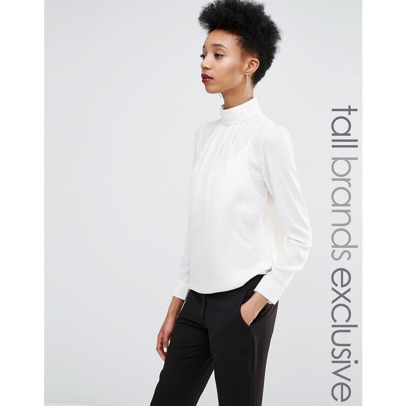 Y.A.S Tall - Blouse à col montant - Blanc