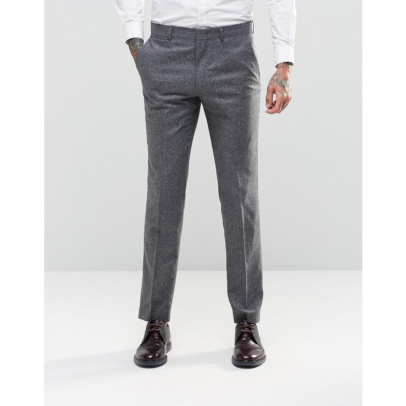 ASOS Slim Suit Trousers In Grey 100% Silk - Gris