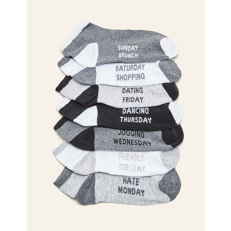 chaussettes imprimé jour noires, grises et blanches Jennyfer