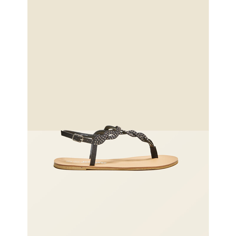 sandales plates à strass noires Jennyfer