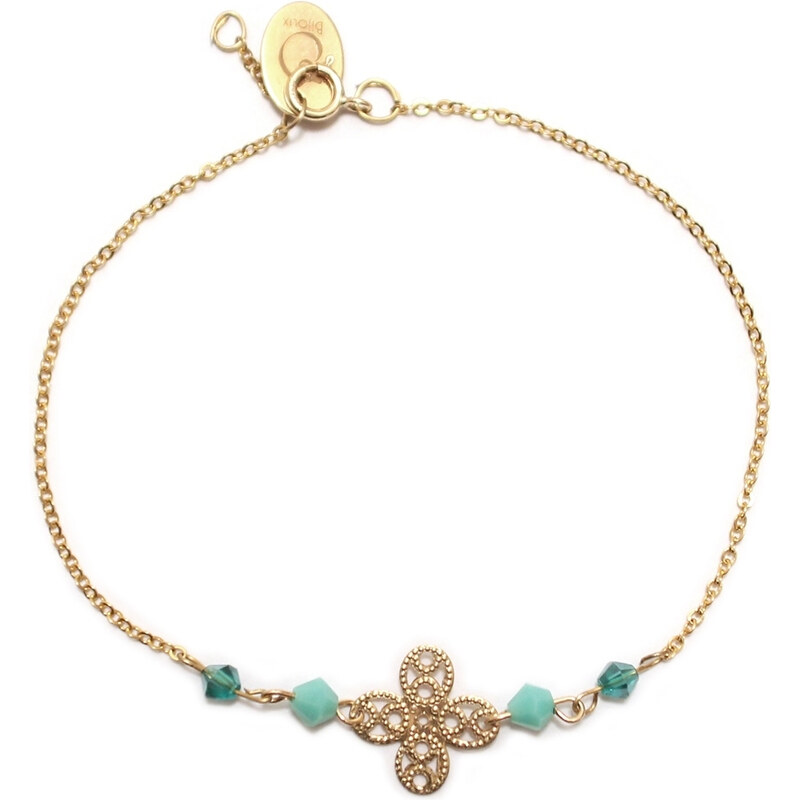Oscar Bijoux Bracelet en Plaqué Or -Trèfle et Perles Turquoise