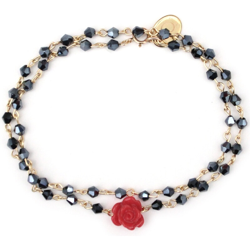 Oscar Bijoux Bracelet en Or à Perles Noires Pénélope