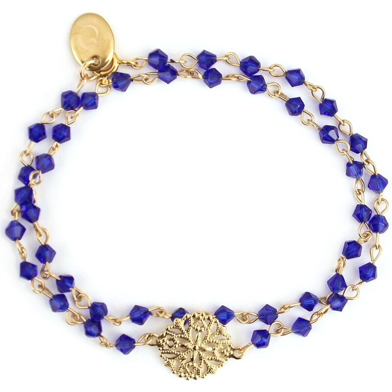 Oscar Bijoux Bracelet Rosace en Or et Perles Bleues Katarina