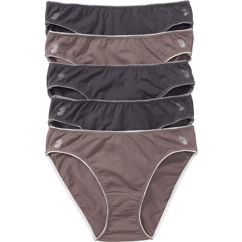 bpc selection Lot de 5 slips en coton bio gris lingerie - bonprix