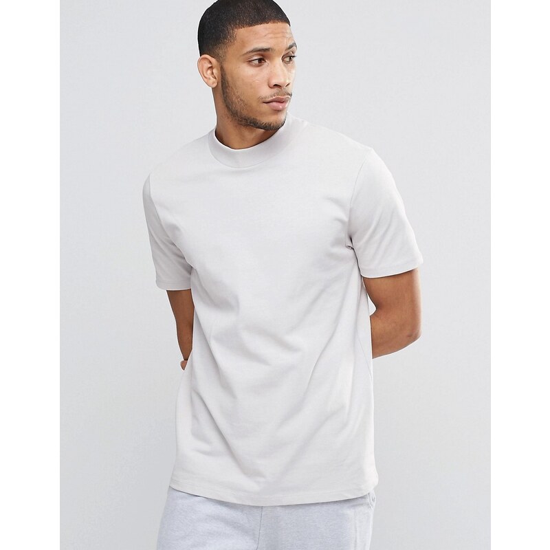 ASOS - T-shirt coupe skateur à col roulé - Blanc