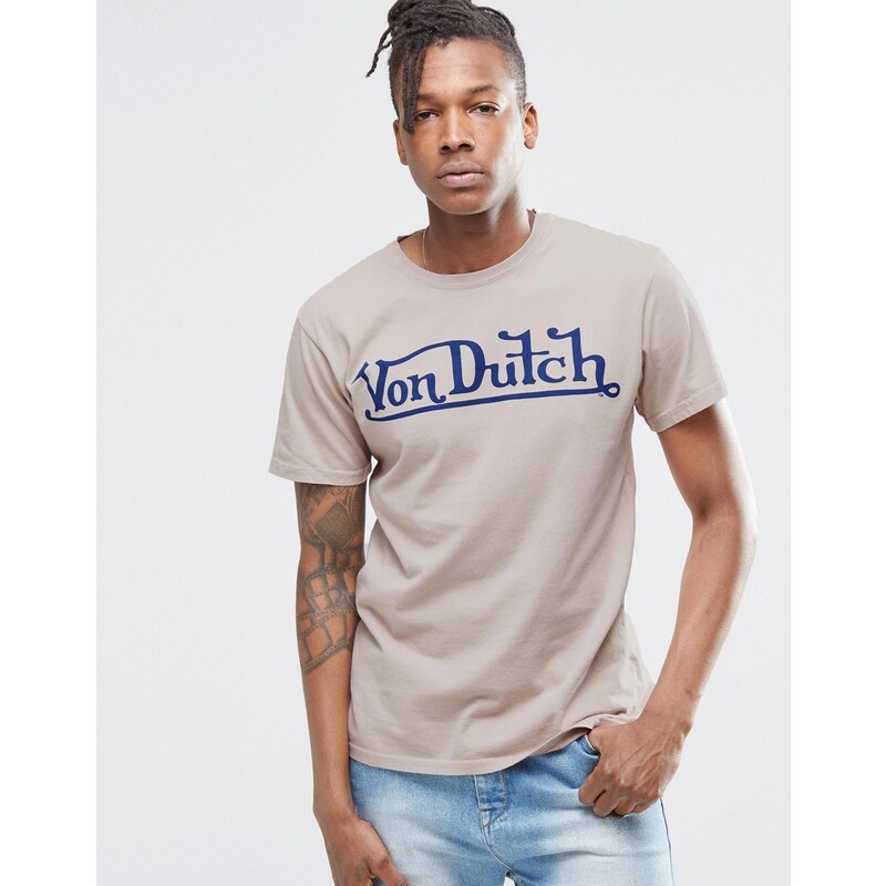 Von Dutch - T-shirt avec grand logo - Beige