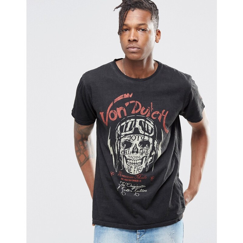 Von Dutch - T-shirt à imprimé tête de mort - Noir