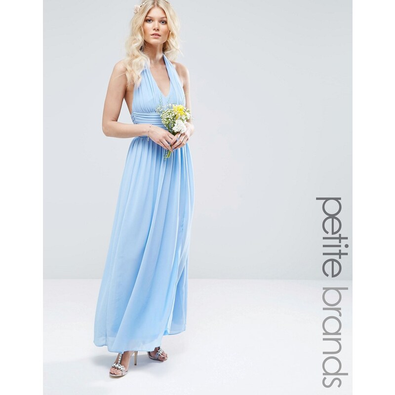 TFNC Petite WEDDING - Robe longue dos nu en mousseline - Bleu