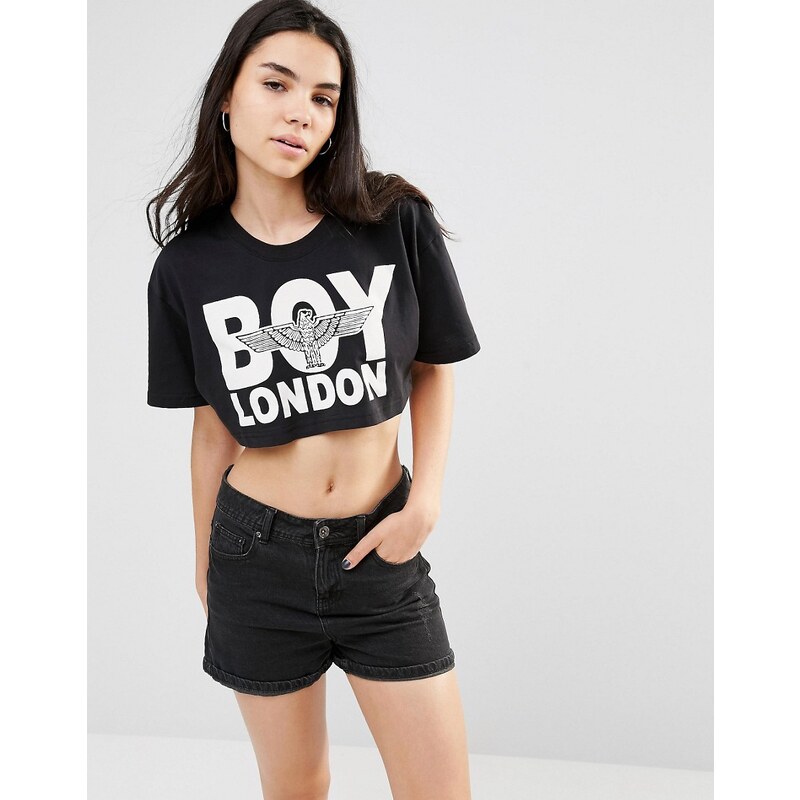 Boy London - Top court avec logo - Noir