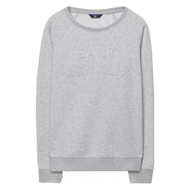 GANT Sweat-shirt Ras Du Cou à Logo Embossé - Grey Melange