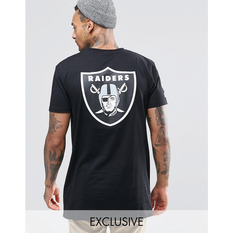 Majestic - Oakland Raiders - T-shirt long exclusivité ASOS - Noir