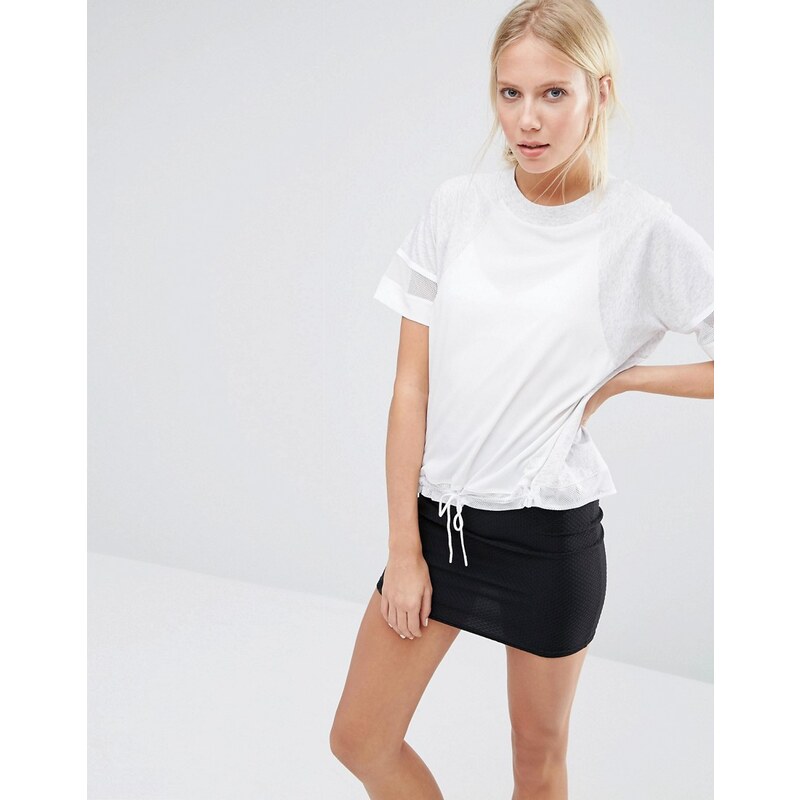 Nike - T-shirt oversize non tissé avec détail à la taille - Blanc
