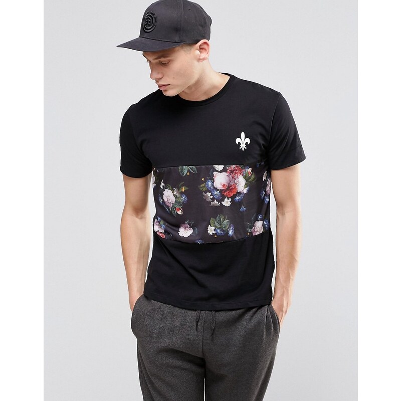 Criminal Damage - T-shirt à rayures avec fleurs - Noir