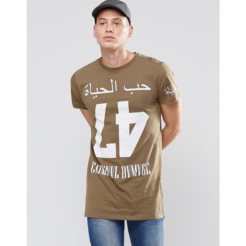 Criminal Damage - T-shirt long avec numéro - Vert