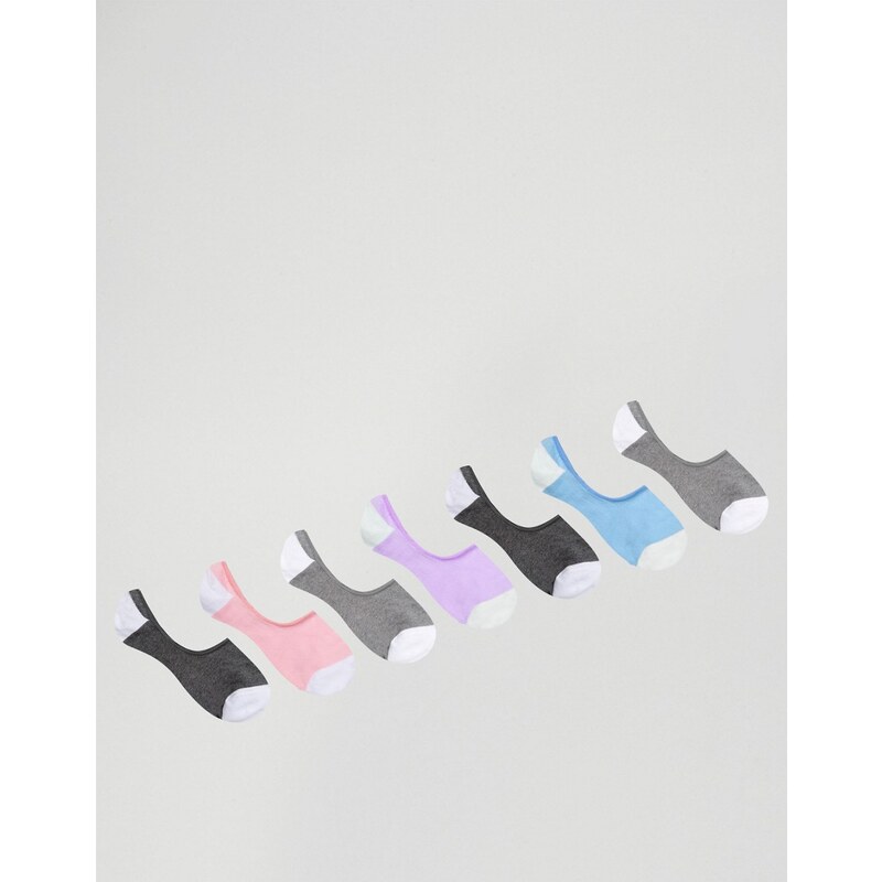 ASOS - Lot de 7 paires de chaussettes couleur pastel - Multi